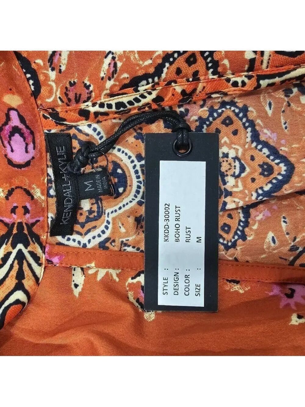 Kendall + Kylie Orange Boho Dress Size M - Picture 3 of 10